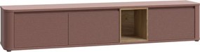 Szafka RTV Breathtaker 220 cm, kolor terakota/dąb Mauvella
