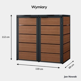 Zabudowa śmietnikowa 120L dwukomorowa, antracyt - orzech