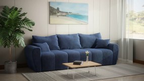 Trzyosobowa, rozkładana sofa z funkcją spania i pojemnikiem- BUENO - niebieski