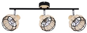 Czarno-kremowa lampa sufitowa z metalowo-rattanowym kloszem ø 12 cm Tajga – Candellux Lighting