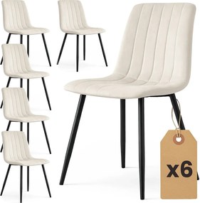 Zestaw 6 kremowych krzeseł pikowanych - Selvaro