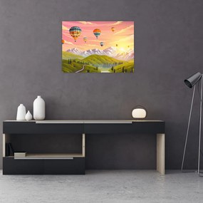 Obraz balonów nad krajobrazem (70x50 cm)