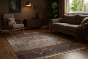 Brązowy bawełniany dywan z frędzlami A8-A36