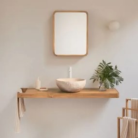 Zestaw Mebli Łazienkowych 130x45 Cm Wiszący Z Drewna Tekowego Neill Drewno Tekowe & Nieregularna Z - Sklum