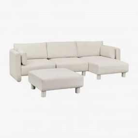 3-częściowa Prawostronna Modułowa Sofa Z Szezlongiem I Pufą Z Tkaniny Artemisa Bouclé Tkanina Bouclé W Kolorze Kremowo-beżowym - Sklum