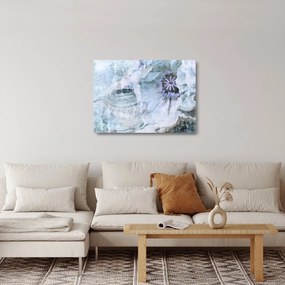 Obraz na szkle - Kwiatowy fresk na ceglanej ścianie (70x50 cm)