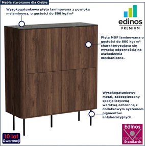 Wysoka komoda z półkami orzech warmia + czarny marmur E4-R68