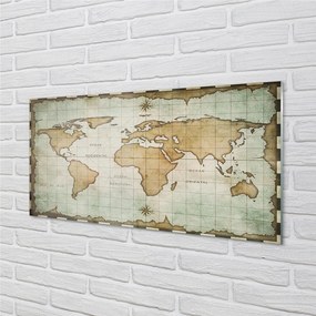 Szklany Panel Historyczna Mapa z Efektem Nadpalenia