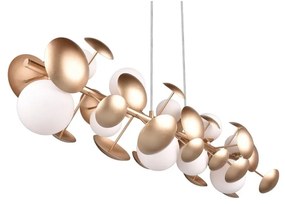 Lampa wisząca w biało-złotym kolorze ze szklanym kloszem Bubble – Trio Select