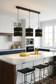 Lampa z 3 abażurami do salonu czarny + złoto - 11X Z037 N1-K46