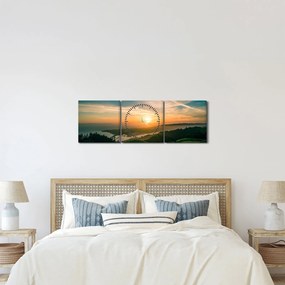 Obraz wschodu słońca nad morzem (z zegarem) (90x30 cm)