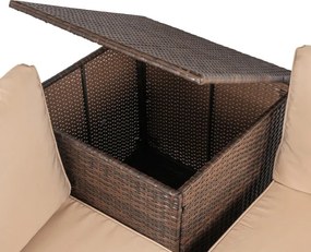 Zestaw Mebli Ogrodowych NEGRO Brązowy/Beżowy Narożnik Stolik Tarasowy Technorattan Nowoczesny