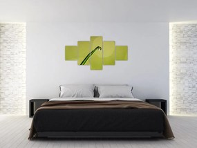 Obraz kropli wody na trawie (125x70 cm)