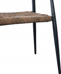 Krzesło Ogrodowe Czarne 56x60x78 cm Plecione Brązowe Sznurki Nowoczesne