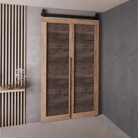 Drzwi Przesuwne QUDIO M1 Dąb Craft Złoty + Jesion Ciemny 100