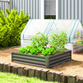 Outsunny Skrzynka ogrodowa, Pflanzkasten z obudową stalową, Jasnoszary, 120 x 120 x 30 cm