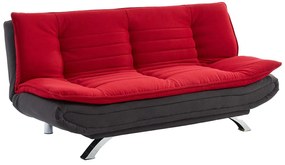 Kanapa rozkładana z tkaniny DEMIDO - Dwa kolory: czerwony i antracytowy -