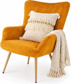 Musztardowy skandynawski fotel uszak R1-G84