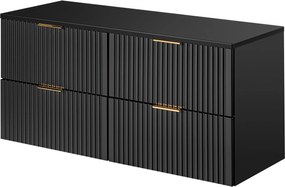 Szafka podwójna podumywalkowa czarna mat 120 x 46 cm ASTROS Black z blatem