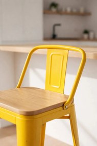 Stoek Torix z oparciem z naturalnego drewna