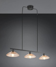 Czarno-bursztynowa metalowa lampa wisząca ze szklanym kloszem Eluna – Reality