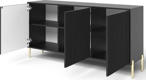 Czarna trzydrzwiowa komoda na złotych nóżkach R5-Z79