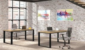 Dębowe długie industrialne biurko komputerowe 170x70 Onelix 7X