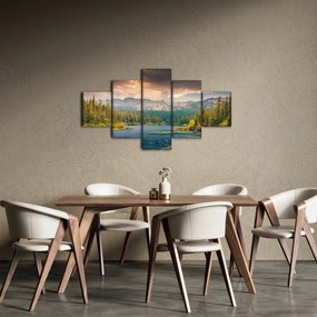 Obraz górskiej rzeki i gór (125x70 cm)