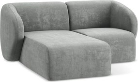 Szary narożnik z tkaniny szenilowej (lewostronny/z szezlongiem) Lani – Makamii