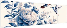 Obraz - Kolibry nad kwiatem (170x50 cm)