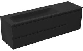 Mexen Orio szafka łazienkowa 160 cm z umywalką Vela lewą, 2S, 1D, czarna mat - 91A13-16047-3-BBFFF71-W23L71