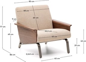 Jasnobrązowy fotel z tkaniny szenilowej Amsen – Kave Home