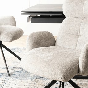 Krzesło Tapicerowane Obrotowe ALVARO Szare Boucle Nowoczesne