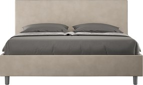 Łóżko wyposażone w stelaż z listwami tapicerowane 160x210 microfibra Piaskowy Adele