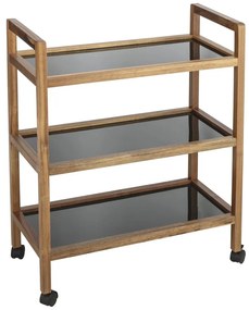 Czarno-naturalny regał łazienkowy z litego drewna akacjowego 65x76,5 cm Fondi – Wenko