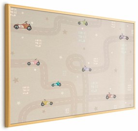 Plakat Wyścigowe autka 30x21 cm z ramą złotą bez marginesu ARTGEIST B