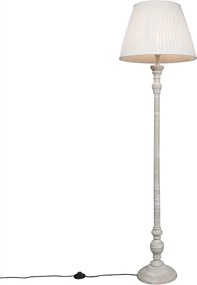 Inteligentna lampa stojąca szara z plisowanym abażurem białym w komplecie z WiFi A60 - Classico