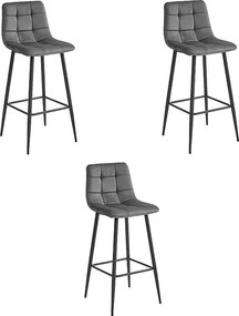 Stołek Valora TEOTO, ciemnoszary, aksamitne, czarne nogi, do kuchni x3