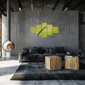 Obraz kropli wody na trawie (125x70 cm)