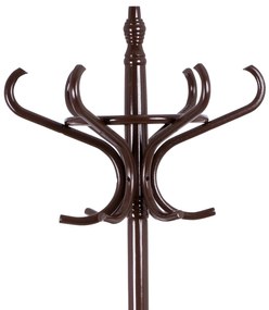 Drewniany wieszak stojący ciemnobrązowy, 185 cm