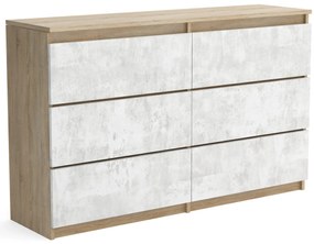 Duża komoda 6 SZUFLAD Szafka 120 cm ARIA Dąb Sonoma/Beton