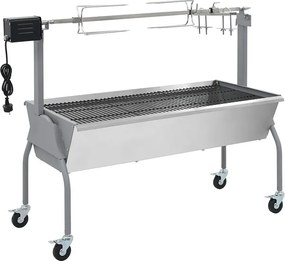 Srebrny ogrodowy grill z rożnem do pieczenia C5-C60