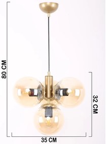 Lampa wisząca w żółto-złotym kolorze ze szklanym kloszem ø 15 cm Hector – Squid Lighting