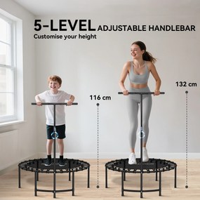 SPORTNOW Trampolina Rebounder, 5-stopniowy regulowany uchwyt, trampolina do treningu, Czarny