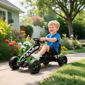 AIYAPLAY Gokart z pedałami, samochodzik na pedały dla dzieci z hamulcem, antypoślizgowe koła, metalowa rama, 3-6 lat, zielony | Aosom PL