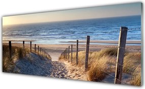 Panel Szklany Drewniana Ścieżka na Piasku