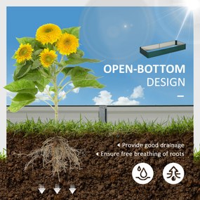 Outsunny Podwyższone łóżko ogrodowe Stal Otwarte dno Łatwy montaż Zielony 95x90 5x29 8cm | Aosom PL