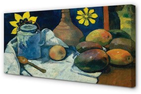 Obraz na płótnie Martwa natura z dzbankiem herbaty i owocami - Paul Gauguin