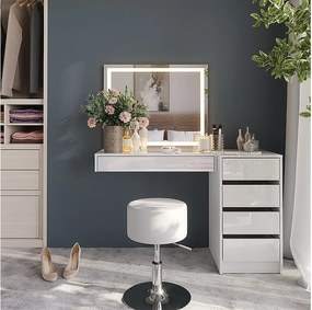 Stół do toalety biały/biały wysoki połysk 120x50.1x76 sherry