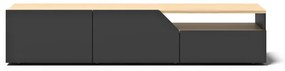 Czarna szafka pod TV z blatem w dekorze dębu 180x38 cm Verone – TemaHome